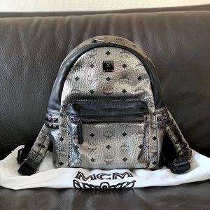 MCM Stark Metallic Pewter Studded Backpack 🖤